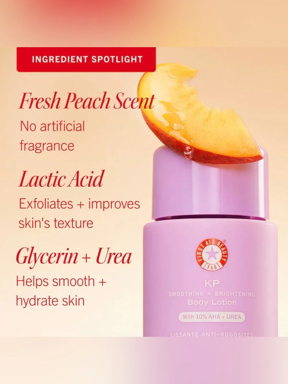 First Aid Beauty KP Smoothing + Brightening Body Lotion - Fresh Peach